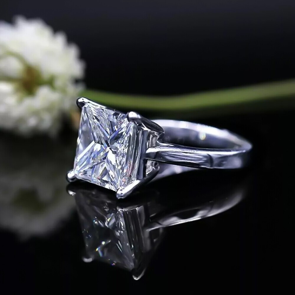 5 Ct Princess Cut Off White Diamond Ring 925 Silver Gift for 4th of July