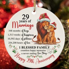 29 Years Of Marriage Ornament Happy 29th Anniversary Lions Love Christmas Gifts