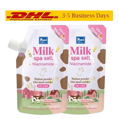 2xYoko Milk Spa Salt Niacinamide Walnut Powder Oat Meal Extract Body Scrub 350g