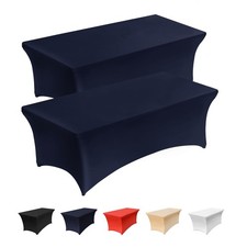Rectangle Tablecloth - 2 Pack Table Cover Fitted Tablecloths For 6 Foot Recta...