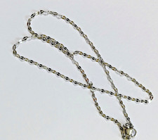 Stylish Stainless Steel Flat Glitter Link Chain Necklace 18" In Silver Color
