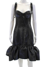 Bach Mai Womens Bustier Mini Volant Gown - Black Size 2