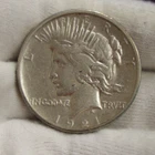 1921 US Peace Silver Dollar $1 VF+ Details Damage on Reverse