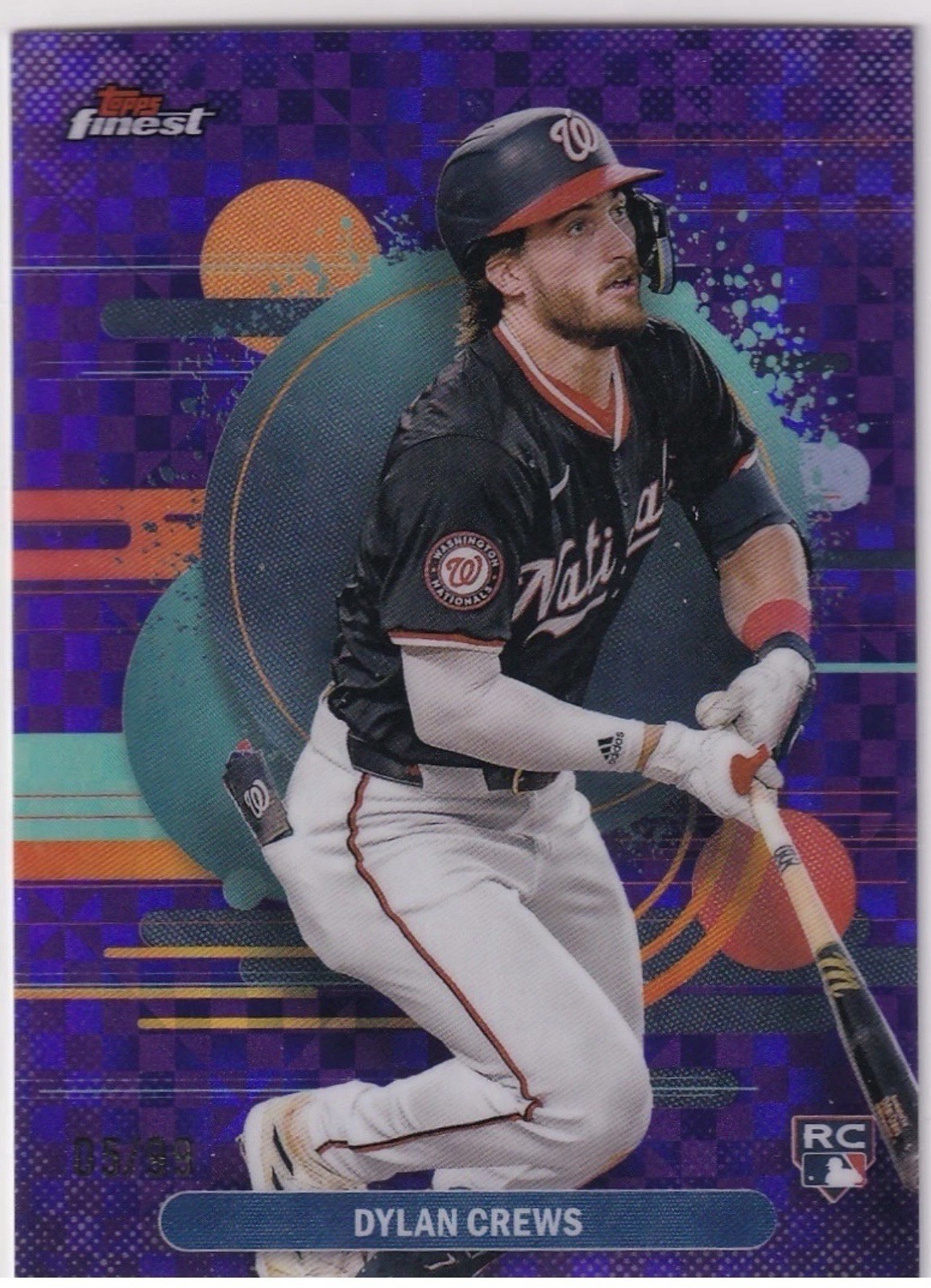 2025 Topps Finest - Uncommon Dylan Crews #125 Purple XFRACTOR /99 (RC)