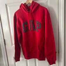NWT GAP Red Men's Hoodie Felt Gray letters collegiatel size Medium