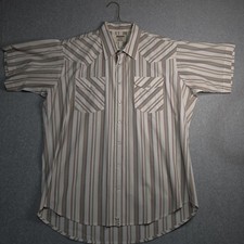 Vtg Ruddock EYE Western Shirt Mens XL Pearl Snap Short Sleeve Striped Cowboy USA