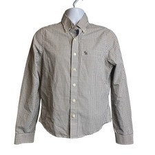 Vintage Y2K Abercrombie  Fitch Men's White Black Check Muscle Shirt Size S