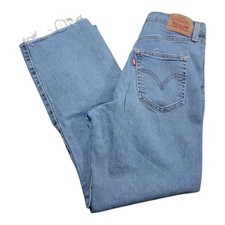 Levi's Ribcage Straight Ankle Jeans Womens 27 High Rise Denim Button Fly Blue