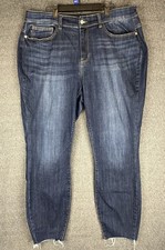 Judy Blue Jeans Womens 20W Skinny Fit Blue Denim Raw Hems High Rise