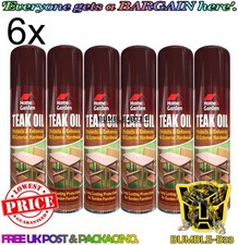 6 x 400ml Teak Oil Exterior Hardwood/Softwood Garden Furniture Spray Can 8.32 per litre