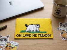Funny Cat Meme Embroidered Patch Iron On for Jackets Hats Bags Backpacks