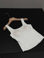 White Sports Tank Top Built-In Bra Padded Size M-L