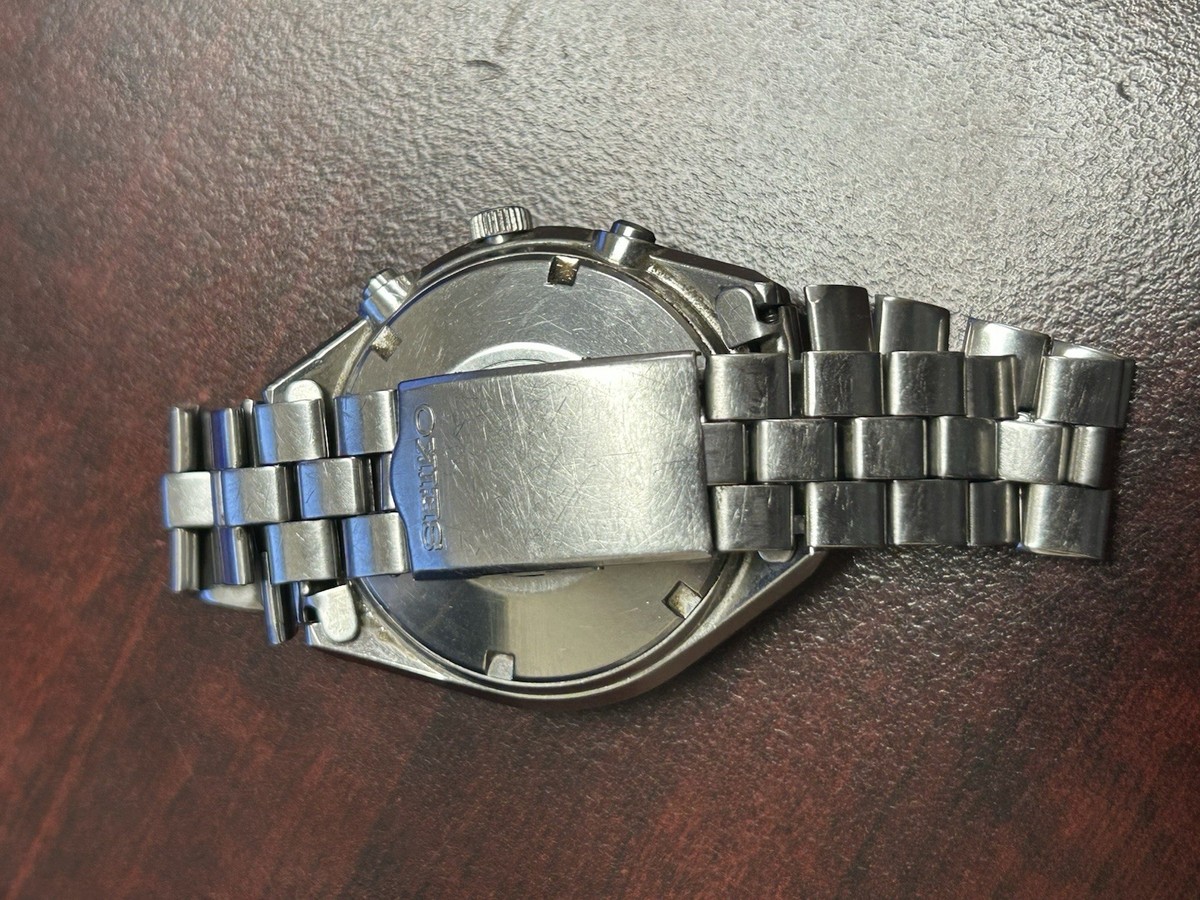Vtg Seiko Automatic Jumbo Watch Men Silver 6138-3009 Chronograph
