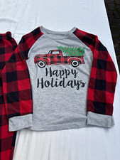 Boys Size 6/7 2pc Holiday Plaid Pajama Set Long Sleeve Flame Resistant Cozy