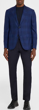 Ermenegildo Zegna Navy Plaid 100 Wool 15 Milmil 15 Blazer, size 54 EU 44 US 