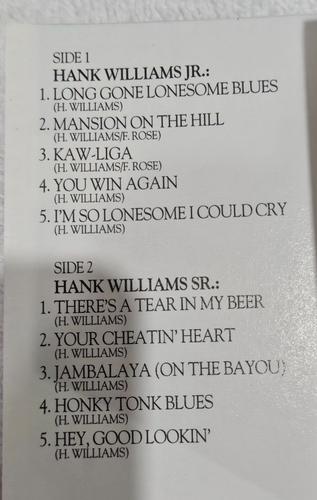 Hank Williams Jr. & Hank Williams Sr. Their Greatest Hits audio music Cassette - Picture 3 of 5