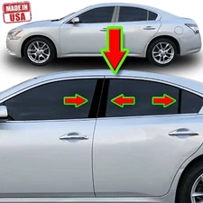 Black Pillar Trim for Nissan Maxima 09-15 (4dr Sedan) 6pc Set Door Cover Trim