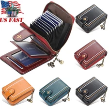 RFID Blocking Credit Card Case Organizer Leather Zip-Around Security Wallet Gift