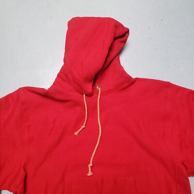 週末価格早い者勝ち80's Champion Reverse Weave Vtg 80s CHAMPION Hoodie Reverse Weave Blank Sweatshirt Red Sz M