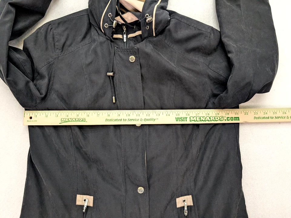 Studio Works женская куртка пальто размер M черный съемный капюшон молнии карманы - Изображение 4 из 4