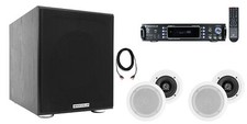Rockville Home Theater Bluetooth Receiver 4 5.25" White In-Ceiling Speakers Sub