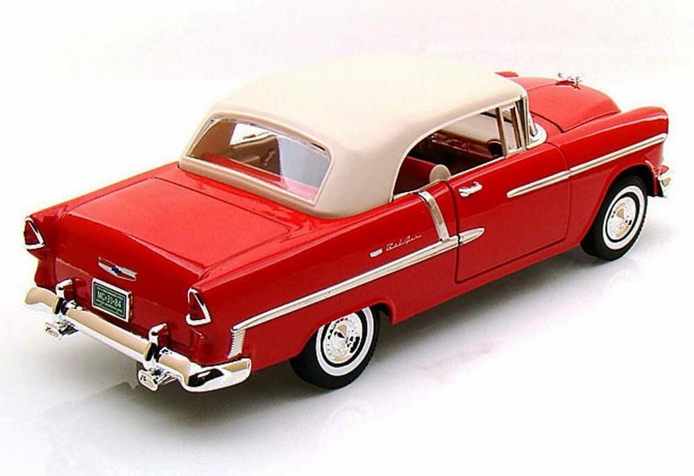 1955 CHEVROLET BEL AIR CONVERTIBLE RED SOFT TOP 1:18 MODEL