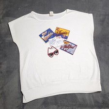 Vtg 80s Ellanee San Francisco New York Florida Postcard Scenic Top Blouse Sz 38