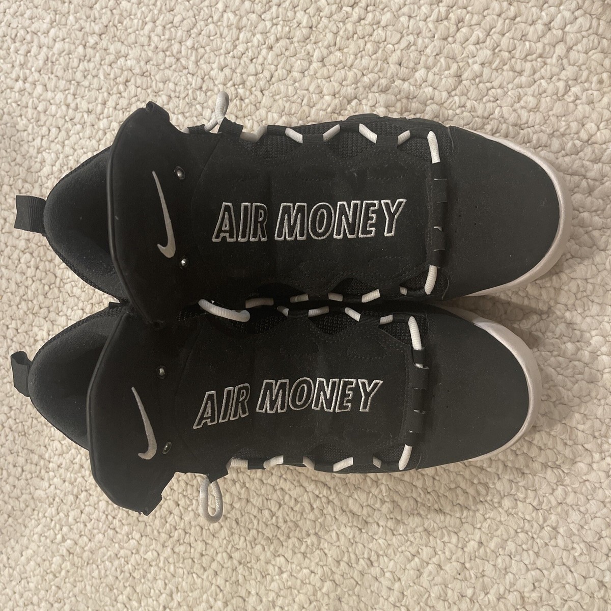 Nike Air More Money Mens Size 13 Sneakers, Black White AJ2998-001 - Main Image