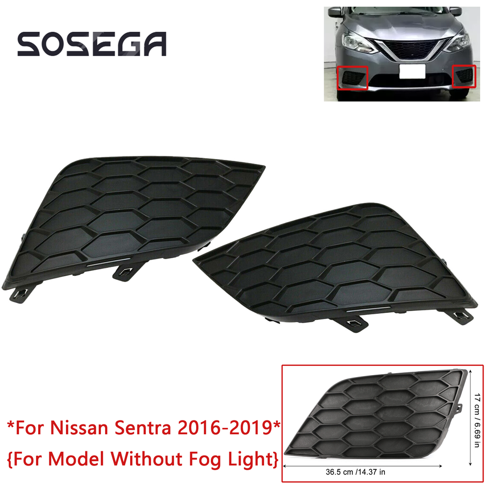 Front Bumper Insert Fog Light Cover For Nissan Sentra 2016-2019 Left+Right A Set