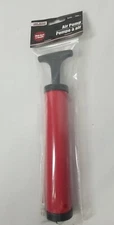 Manual Air Pump ToolBench Hardware Red, 9 2/5" w/ Hose & Needle for inflatables