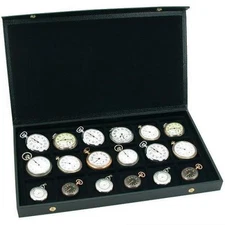 Pocket Watch Snap Buttons Display Case Storage For 18 Watches Size 15s Or Under