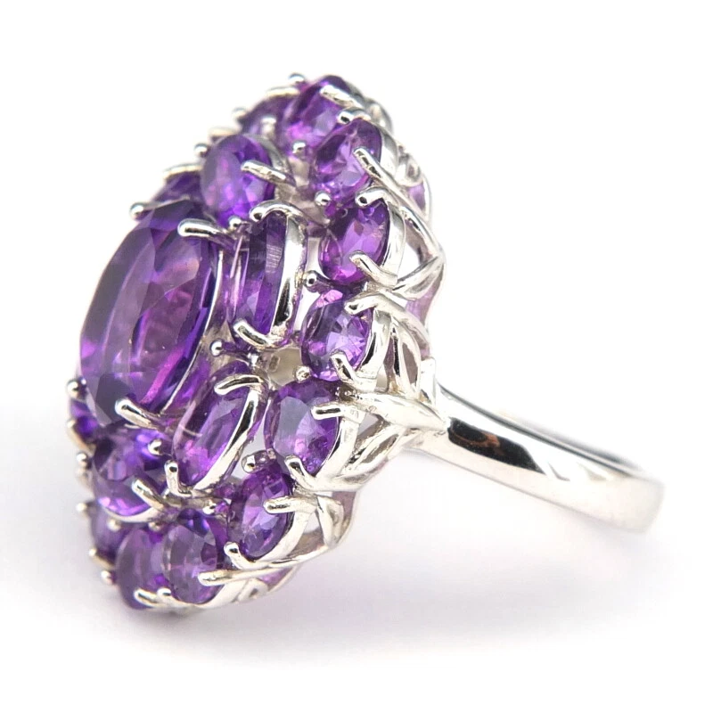 Anello In Ametista Lilla Naturale SHOLA In Argento Sterling Taglia 16,5 - Immagine 2 di 3