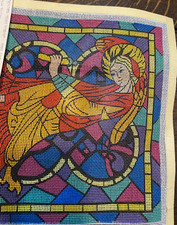 Vintage Needlework Needlepoint Canvas Stained Glass Christmas Angel