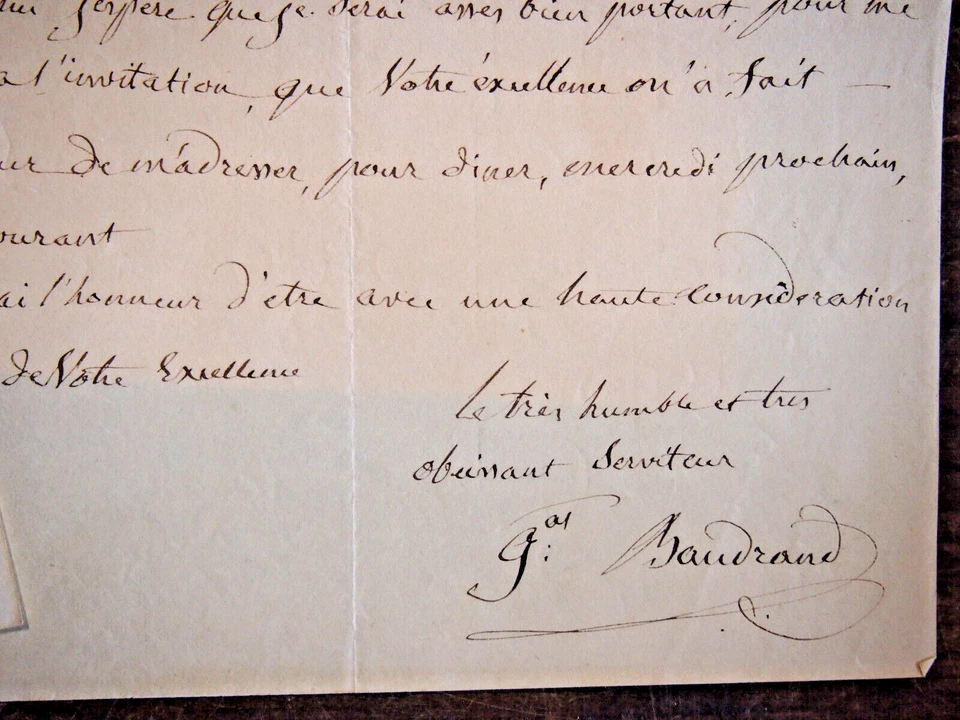 LETTRE DU GENERAL D'EMPIRE Baudrand - il accepte une invitation - Photo 3/3