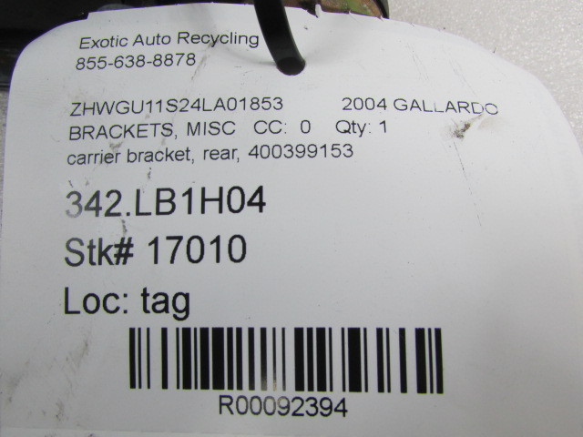 Lamborghini Gallardo, Front Carrier Rear Bracket, Used, P/N 400399153
