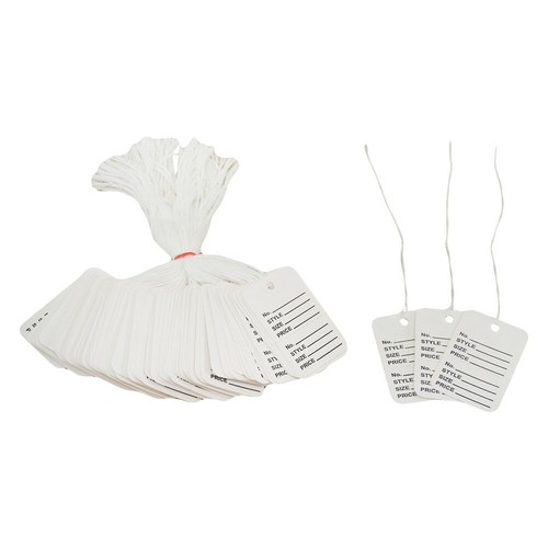1000 Pcs Small White Merchandise Coupon Price Tag Clothing Perforated Strung - Picture 2 of 3