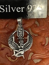 Solid silver egyptian Goddess Issis pendant With Silver Necklace