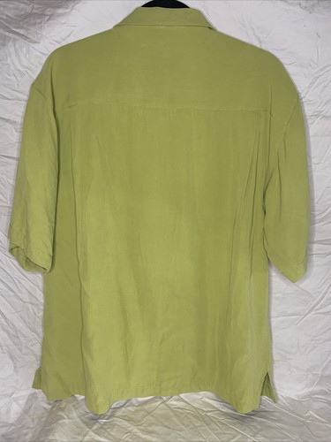 Camisa Tommy Bahama 100% Seda Abotonada Para Hombre L Verde Manga Corta Tropical Playa - Imagen 7 de 8