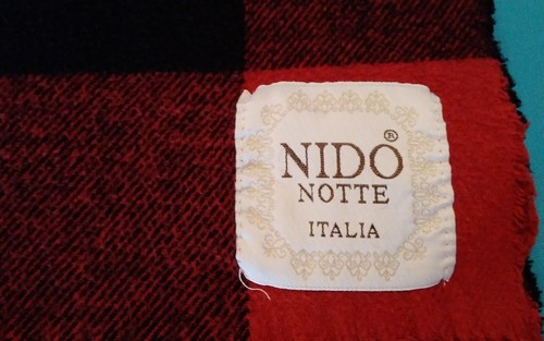 Blanket Nido Notte Italia Plaid Red Throw w/Fringe 50” X 52” Made In Italy - Picture 2 of 6