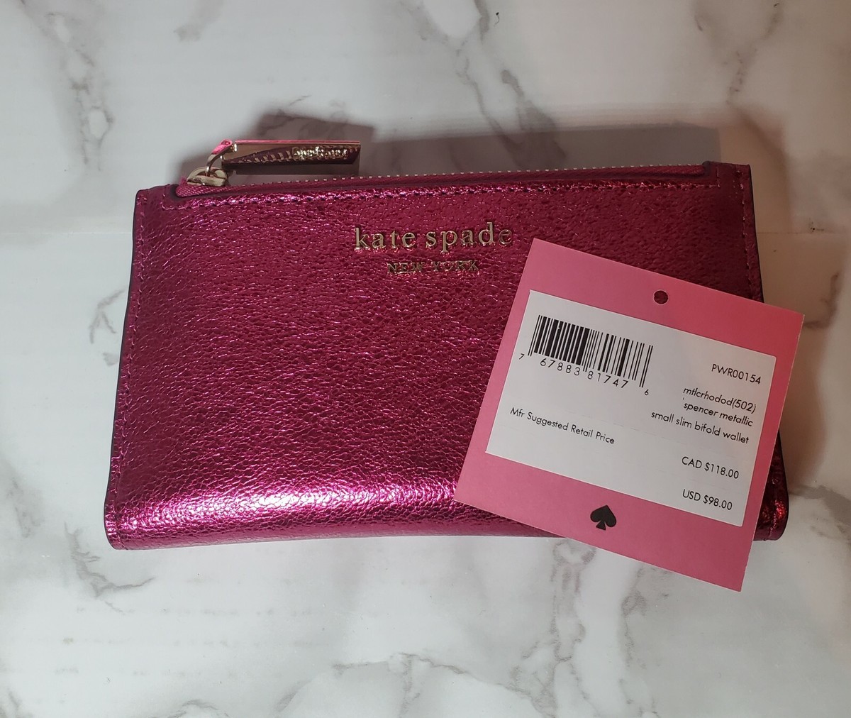 2pc Kate Spade Hot Pink Metallic Glitter wristlet AND wallet  display picture 2