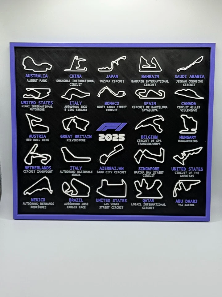 Placa Calendario Fórmula Uno 2025 | F1 2025 | Colores Personalizados Impresos en 3D Foto 3 de 3