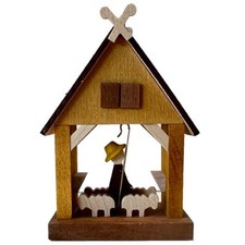 Richard Glasser - Christmas Tree Wooden Ornament - Shepherd/Sheep in Shed #13455