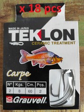 Lot de 18 paquets de 02 Hameçons N°2 montés GRAUVELL carpe Teklon coup PECHE