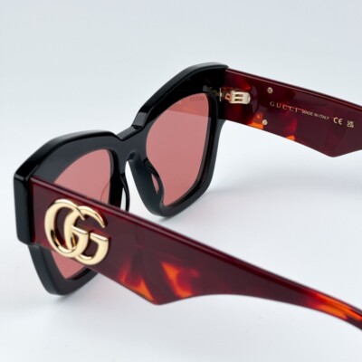 Gucci Women AUTHENTIC Sunglasses Black Havana Rust Square  display picture 1
