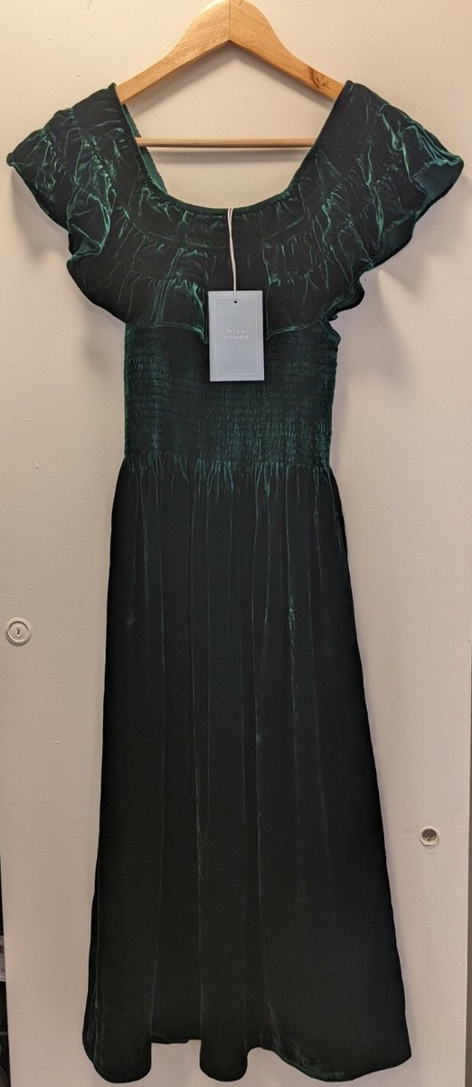 Hill House The Akilah Nap Dress - Emerald Green Velvet - Size M