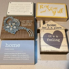 Wooden Wall Decorations Bundle (5) Inspirational Approximately 5”x6”