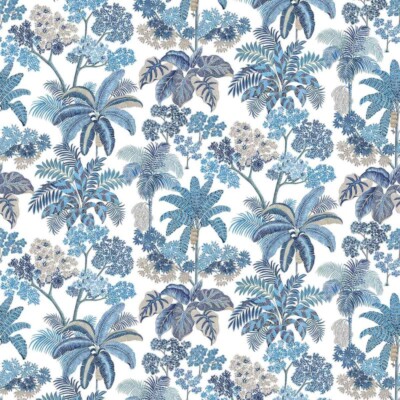 Osborne & Little OUTDOOR Tropical Palm Tree Print- Malabar Blue 3.50 yd F7666-01