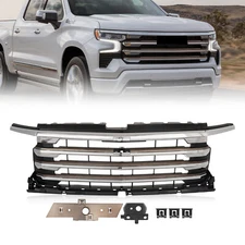 Chrome Grill Front Grille Fit 2022 - 2024 Chevy Silverado 1500 High Country
