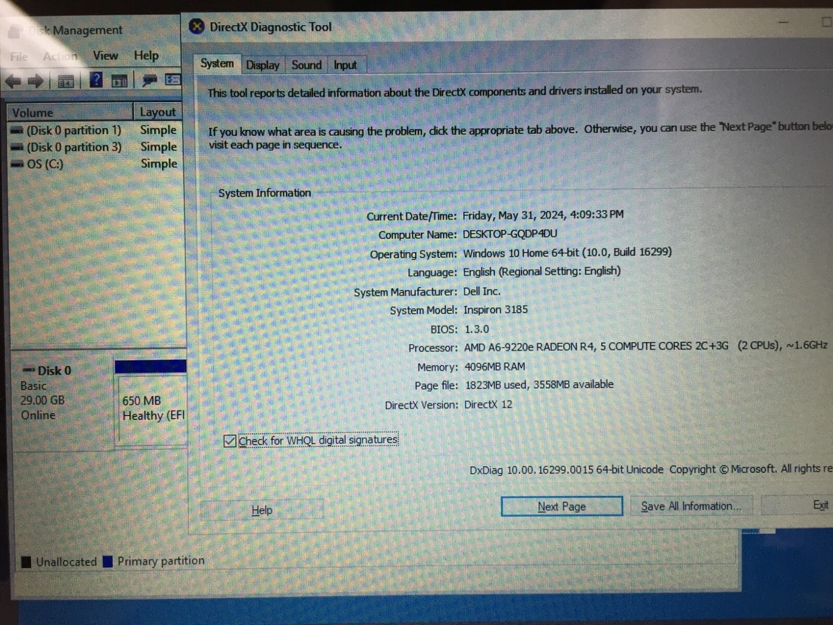Dell Inspiron 3185 2-in-1 11.6 Touchscreen Laptop/AMD A6-9220E/4GB