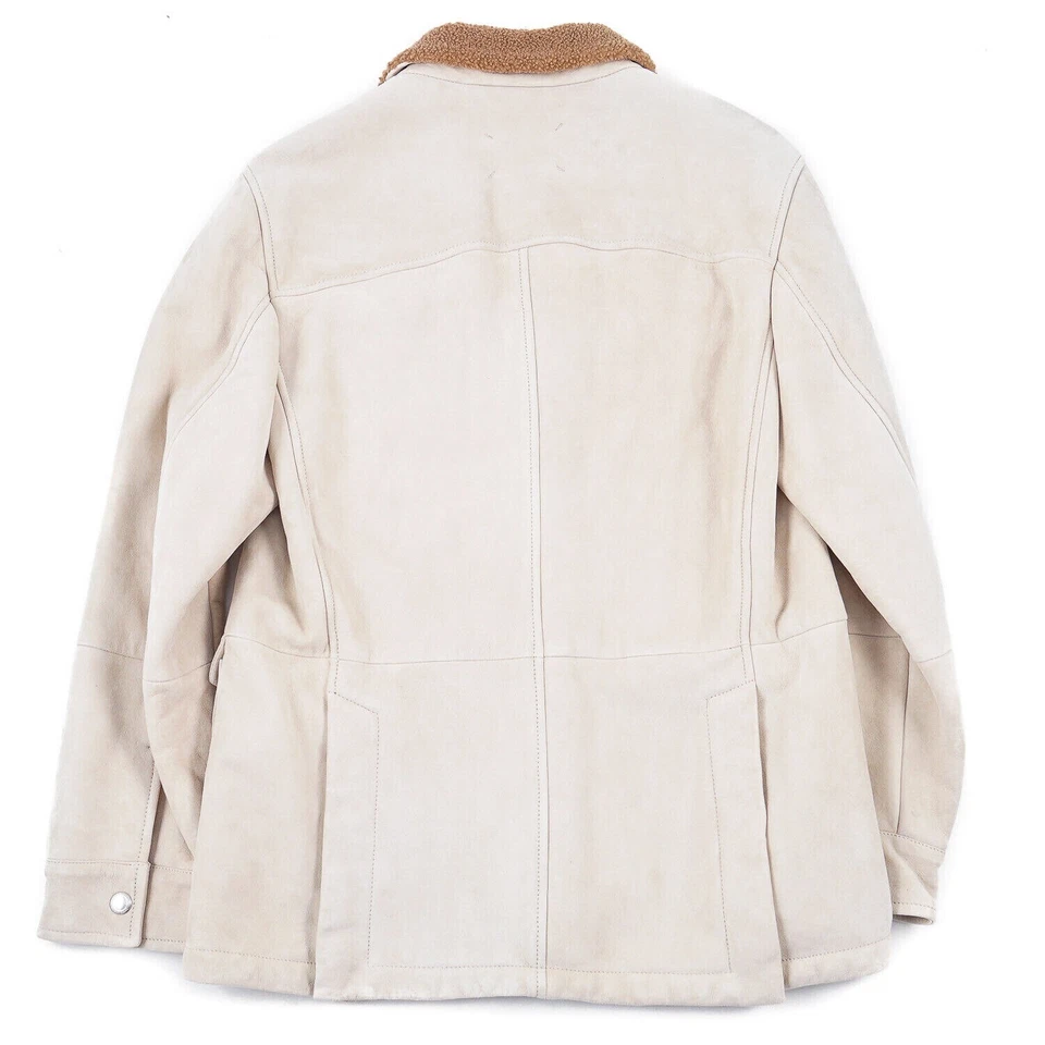 BRUNELLO CUCINELLI Ivory Lamb Shearling Fur Suede Parka Coat Jacket 48 EU Small - Image 3 of 4